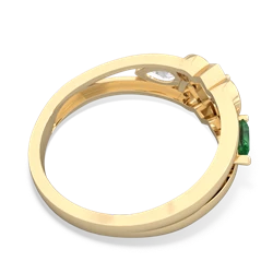 Lab Emerald Hearts Intertwined 14K Yellow Gold ring R5880