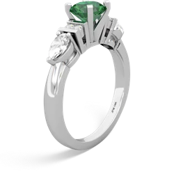 Lab Emerald 6Mm Round Eternal Embrace Engagement 14K White Gold ring R2005