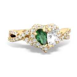 Lab Emerald Diamond Twist 'One Heart' 14K Yellow Gold ring R2640HRT