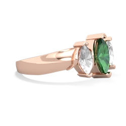 Lab Emerald Three Peeks 14K Rose Gold ring R2433