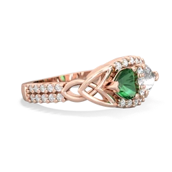 Lab Emerald Sparkling Celtic Knot 14K Rose Gold ring R2645