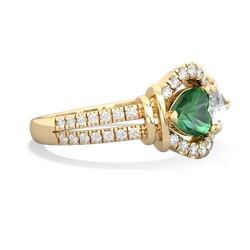 Lab Emerald Art-Deco Keepsake 14K Yellow Gold ring R5630