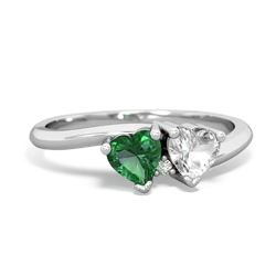 Lab Emerald Sweethearts 14K White Gold ring R5260