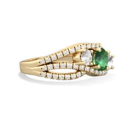 Lab Emerald Three Stone Aurora 14K Yellow Gold ring R3080