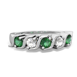 Lab Emerald Anniversary Band 14K White Gold ring R2089