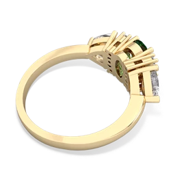 Lab Emerald Antique Style Three Stone 14K Yellow Gold ring R2186