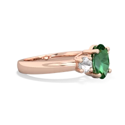 Lab Emerald Three Stone Oval Trellis 14K Rose Gold ring R4024