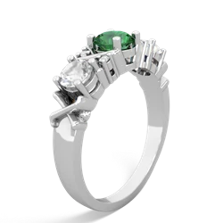 Lab Emerald Hugs And Kisses 14K White Gold ring R5016