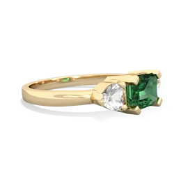 Lab Emerald Three Stone 14K Yellow Gold ring R5235