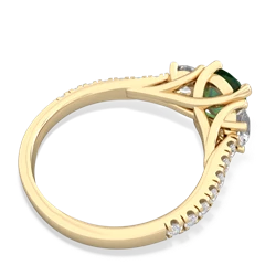 Lab Emerald Pave Trellis 14K Yellow Gold ring R5500