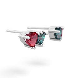 Lab Ruby Sweethearts 14K White Gold earrings E5260