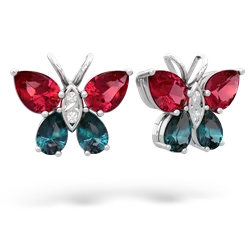 Lab Ruby Butterfly 14K White Gold earrings E2215