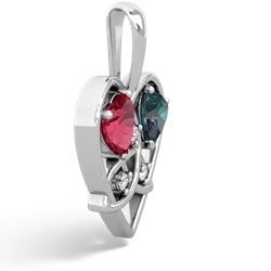 Lab Ruby Celtic Trinity Heart 14K White Gold pendant P5331