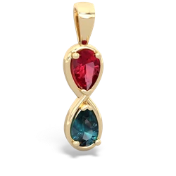 Lab Ruby Infinity 14K Yellow Gold pendant P5050