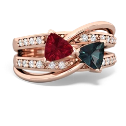 Lab Ruby Bowtie 14K Rose Gold ring R2360