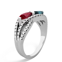 Lab Ruby Diamond Rivers 14K White Gold ring R3070