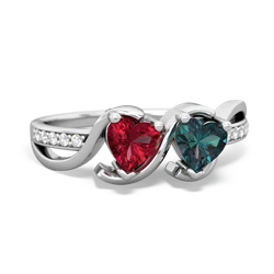 Lab Ruby Side By Side 14K White Gold ring R3090