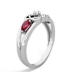 Lab Ruby Hearts Intertwined 14K White Gold ring R5880