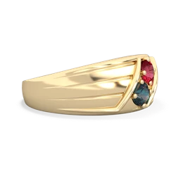 Lab Ruby Men's Streamline 14K Yellow Gold ring R0460