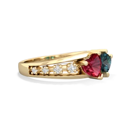 Lab Ruby Heart To Heart 14K Yellow Gold ring R3342