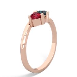 Lab Ruby Sweethearts 14K Rose Gold ring R5260