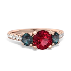 Lab Ruby Pave Trellis 14K Rose Gold ring R5500