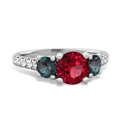 Lab Ruby Pave Trellis 14K White Gold ring R5500