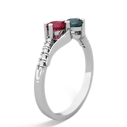 Lab Ruby Infinity Pave Two Stone 14K White Gold ring R5285