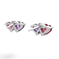 Lab Ruby Sweethearts 14K White Gold earrings E5260