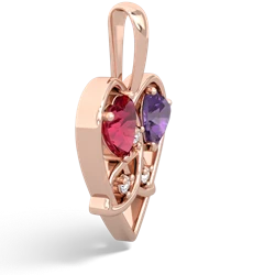 Lab Ruby Celtic Trinity Heart 14K Rose Gold pendant P5331