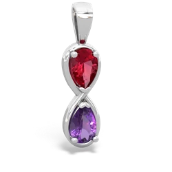 Lab Ruby Infinity 14K White Gold pendant P5050