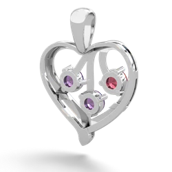 Lab Ruby Glowing Heart 14K White Gold pendant P2233