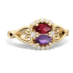 Lab Ruby Love Nest 14K Yellow Gold ring R5860