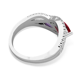 Lab Ruby Diamond Rivers 14K White Gold ring R3070