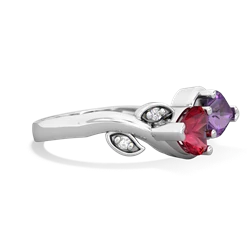 Lab Ruby Floral Elegance 14K White Gold ring R5790