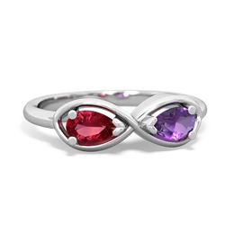 Lab Ruby Infinity 14K White Gold ring R5050