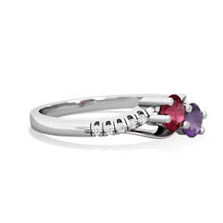 Lab Ruby Infinity Pave Two Stone 14K White Gold ring R5285