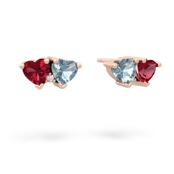 Lab Ruby Sweethearts 14K Rose Gold earrings E5260