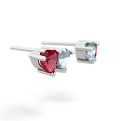 Lab Ruby Sweethearts 14K White Gold earrings E5260