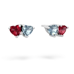 Lab Ruby Sweethearts 14K White Gold earrings E5260