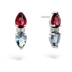 Lab Ruby Bowtie Drop 14K White Gold earrings E0865