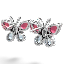 Lab Ruby Butterfly 14K White Gold earrings E2215