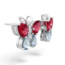 Lab Ruby Butterfly 14K White Gold earrings E2215