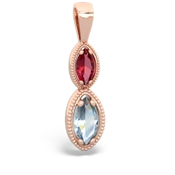 Lab Ruby Antique-Style Halo 14K Rose Gold pendant P5700