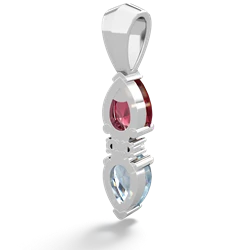 Lab Ruby Bowtie Drop 14K White Gold pendant P0865