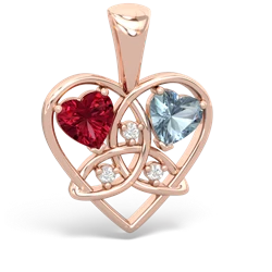 Lab Ruby Celtic Trinity Heart 14K Rose Gold pendant P5331