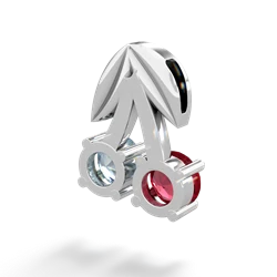 Lab Ruby Sweet Cherries 14K White Gold pendant P7001