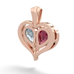 Lab Ruby Two Become One 14K Rose Gold pendant P5330