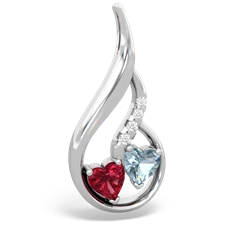 Lab Ruby Keepsake Curves 14K White Gold pendant P5450