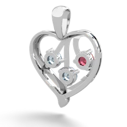 Lab Ruby Glowing Heart 14K White Gold pendant P2233